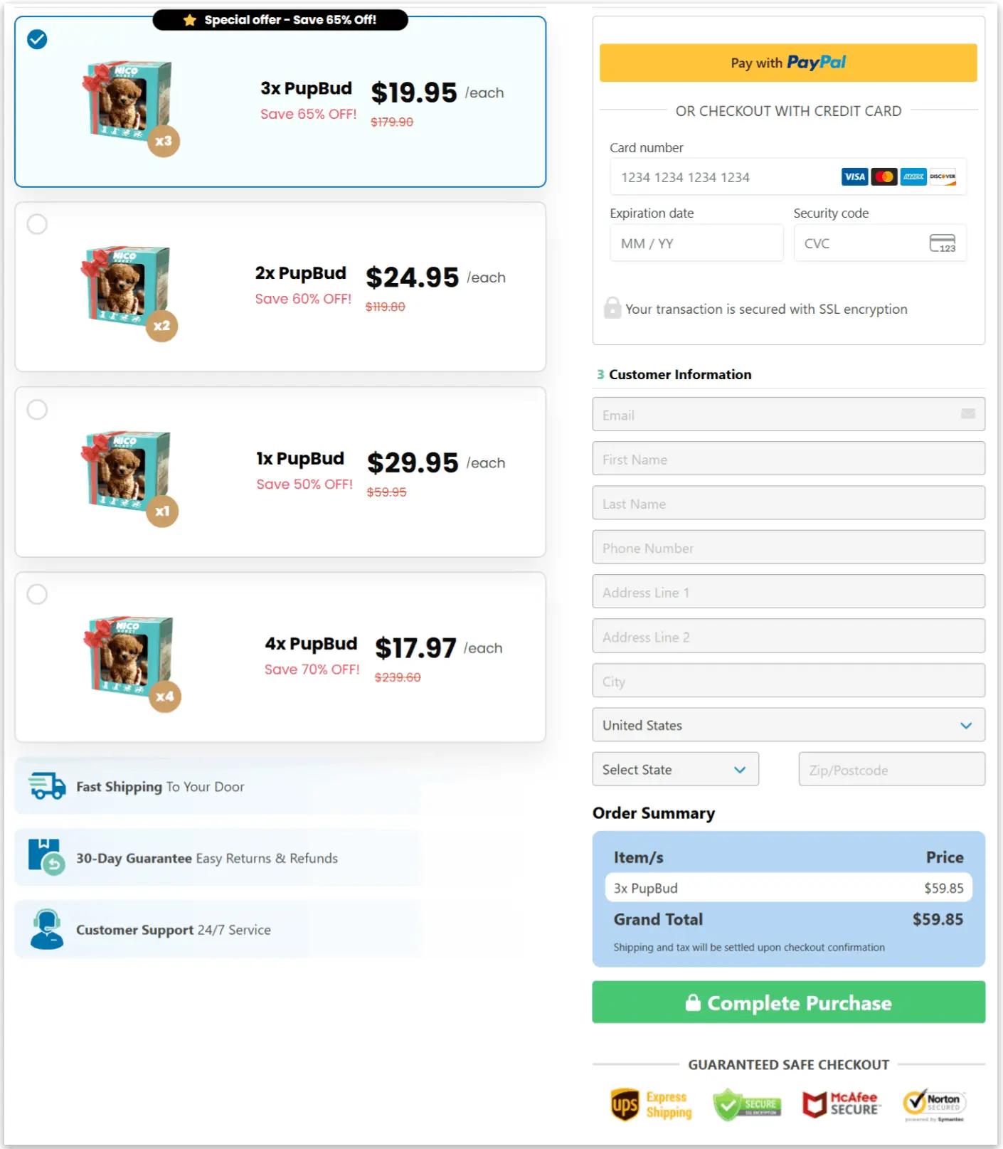 PupBud Secure Checkout Page